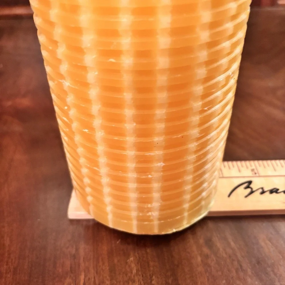 Pier 1 Imports Yellow Ribbed Pillar Candle Large 8